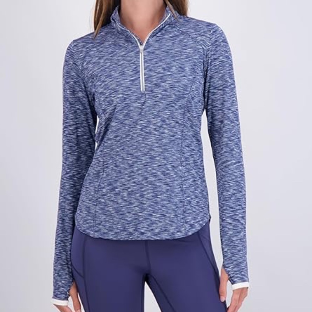 Zero Restriction Women's Blue Shae 1/4 Zip Pullover Layering Top, Sz S, NEW